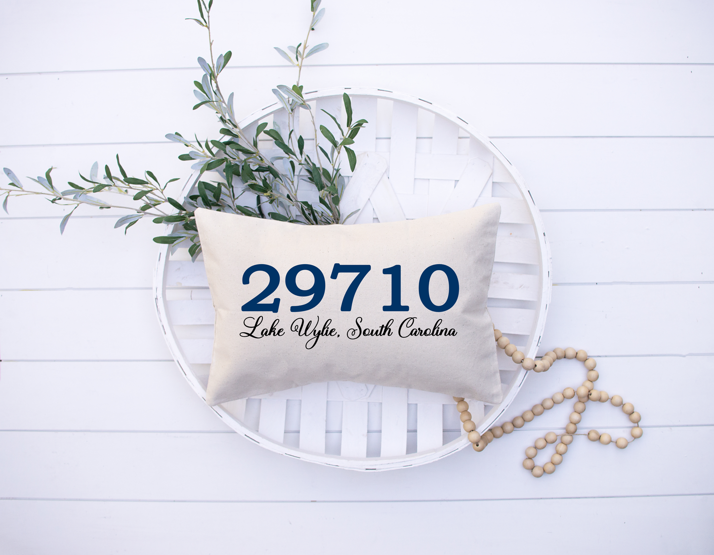 Lake Wylie Zip Code Lumbar Pillow