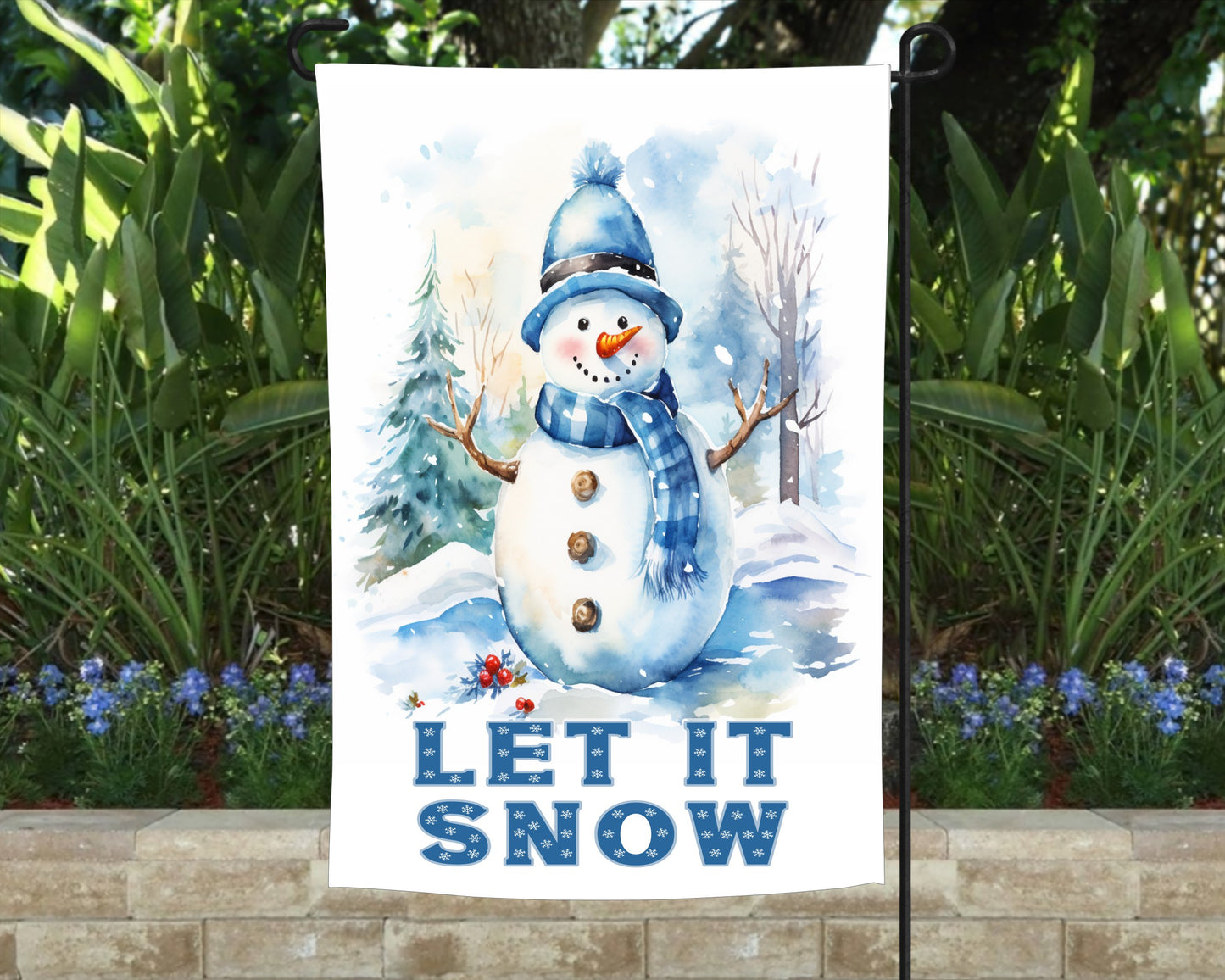 Let It Snow Garden Flag, Yard Decor, Porch Decor, Home Decor, Garden Flag, Winter Garden Flag, Garden Flag Christmas