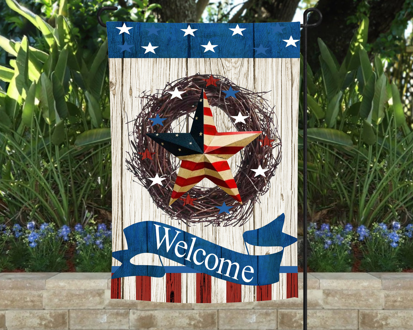 American Star Welcome Garden Flag, Yard Decor, Porch Decor, Patriotic, Memorial Day, Independence Day, Home Decor, Garden Flag, 4th Of July