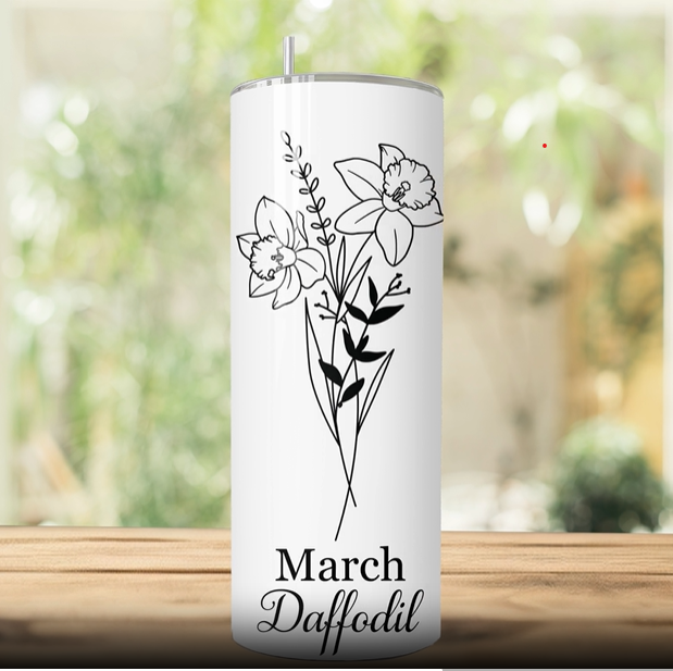 Personalized Birth Month Floral Tumbler 20 oz