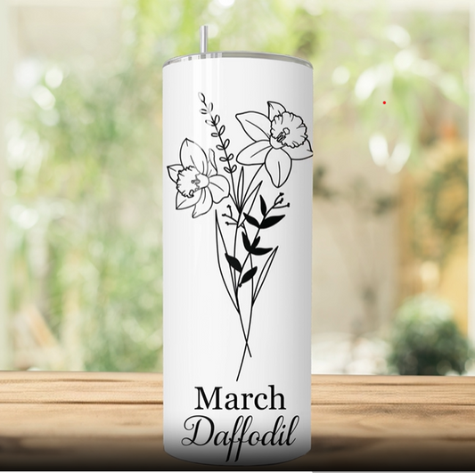 Personalized Birth Month Floral Tumbler, Birthday Gift For Her, Birthday Tumbler, Personalized Gift For Her