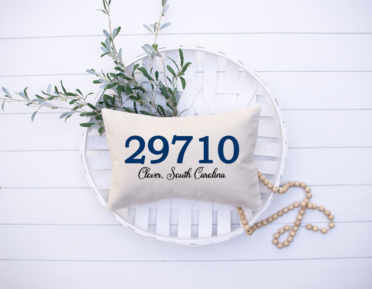 Clover SC Zip Code Lumbar Pillow