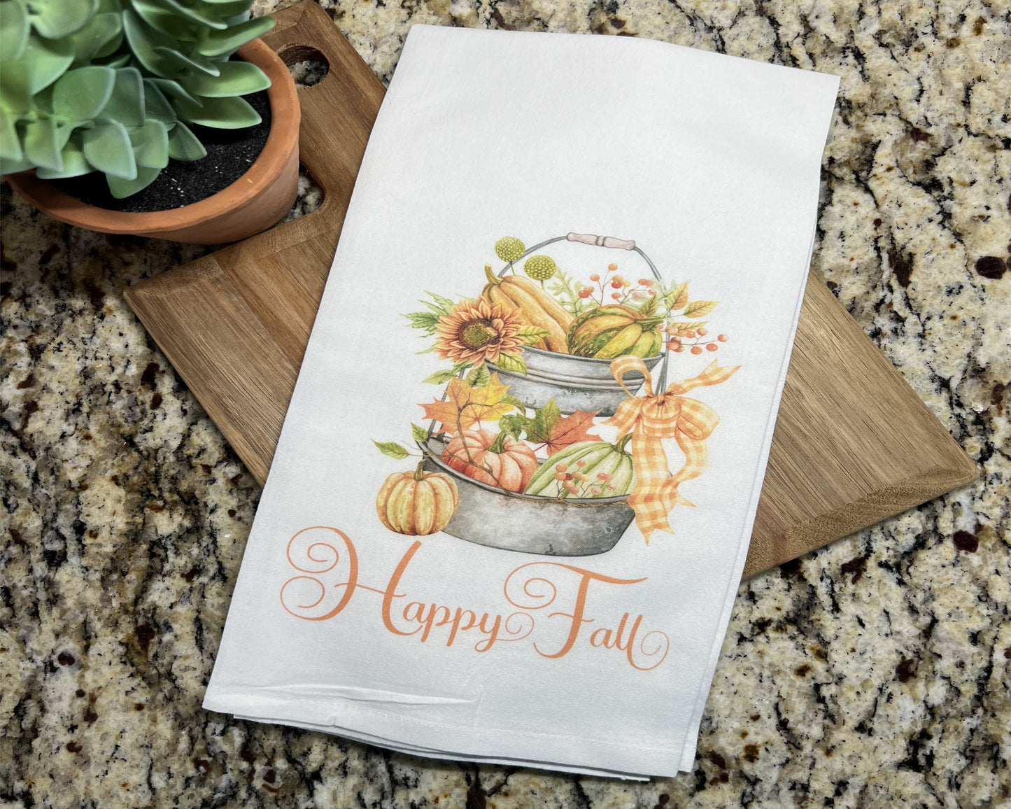 Happy Fall Tea Towel, Kitchen Gifts, Kitchen Decor, Home Decor, Fall Tea Towels
