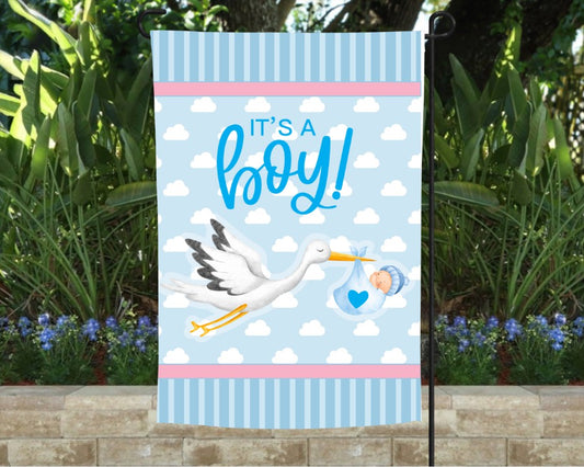 It's A Boy Stork Garden Flag