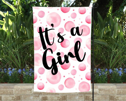 It's A Girl Polka Dots Garden Flag