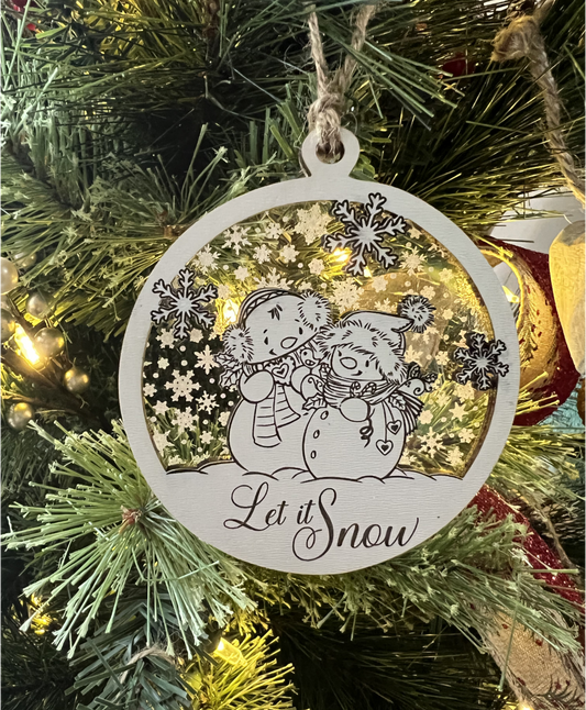 Let It Snow Mr. And Mrs. Snowman Christmas Ornament, Snowman Ornament, Christmas Ornaments Handmade
