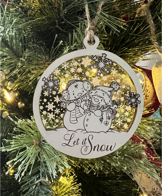 Let It Snow Mr. And Mrs. Snowman Christmas Ornament