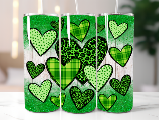 St. Patrick's Day Hearts Skinny Tumbler, St Pattys Day Tumbler, Saint Patrick's Day Tumbler, Birthday Gift For Her, Gift For Her