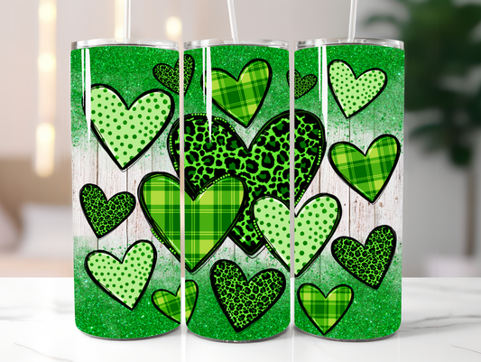 St. Patrick's Day Hearts Skinny Tumbler