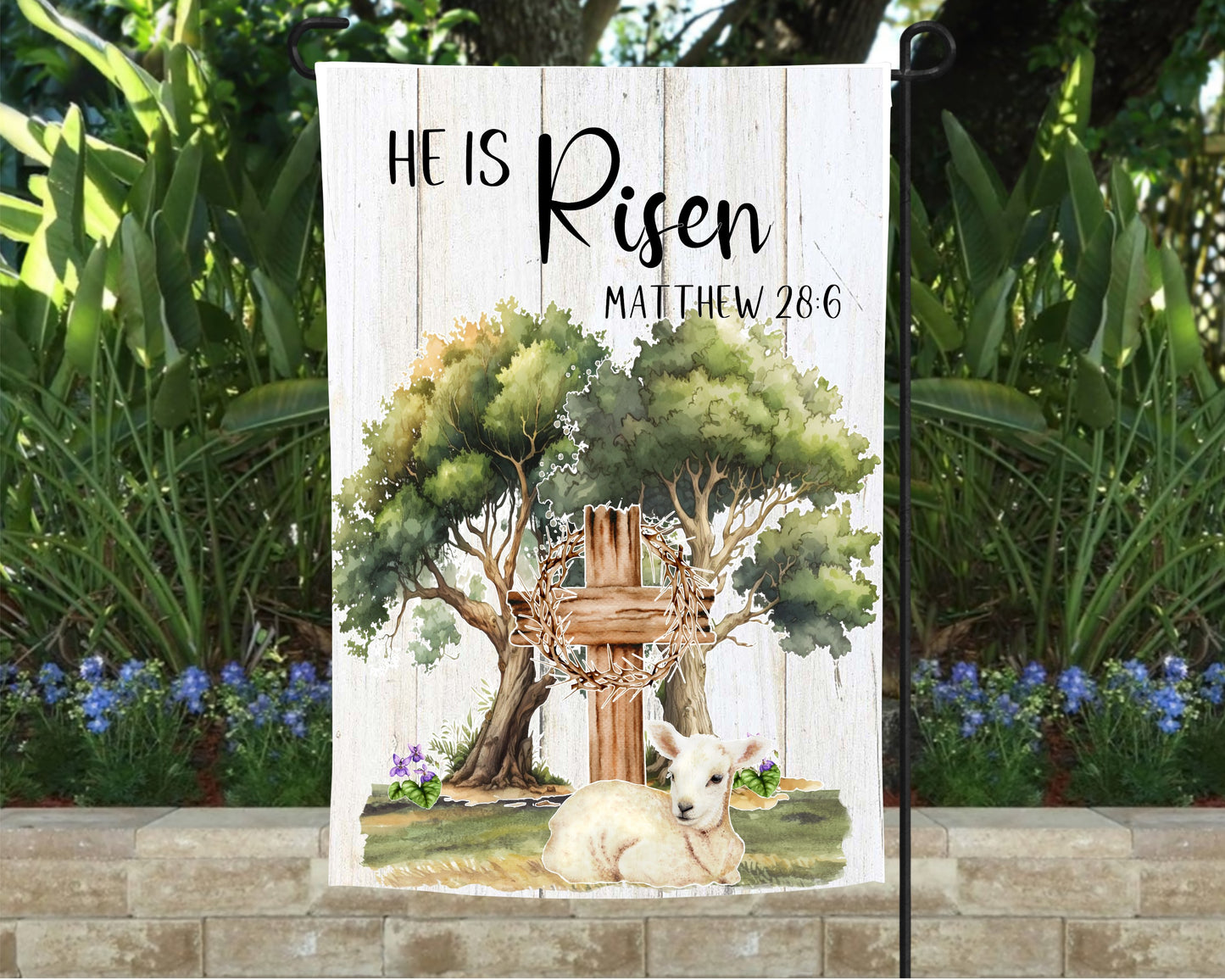 He Is Risen Easter Garden Flag
