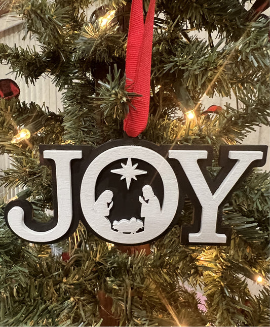Joy & Nativity Christmas Ornament