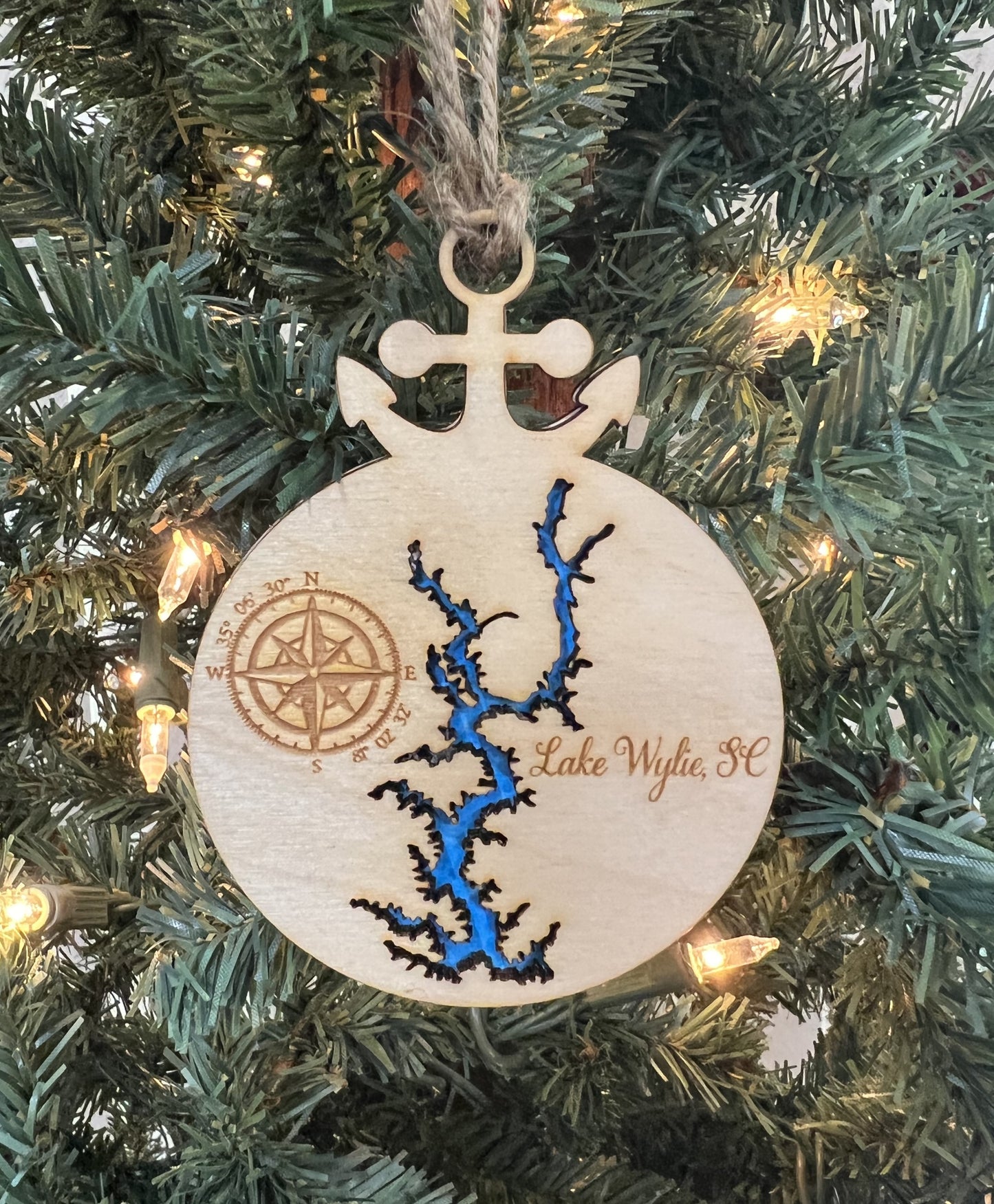 Lake Wylie SC Christmas Ornament, Christmas Ornaments Handmade, Local Gift, South Carolina Gifts