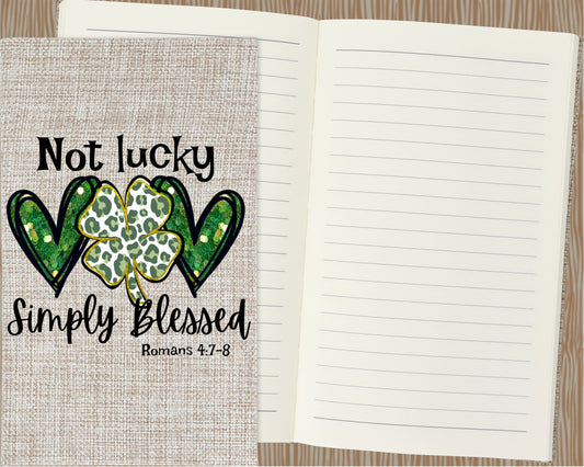 Not Lucky Just Blessed Burlap Journal, Notebook, Diary, Inspirational Journal, Handmade Journal, Gift For Her, Prayer Journal