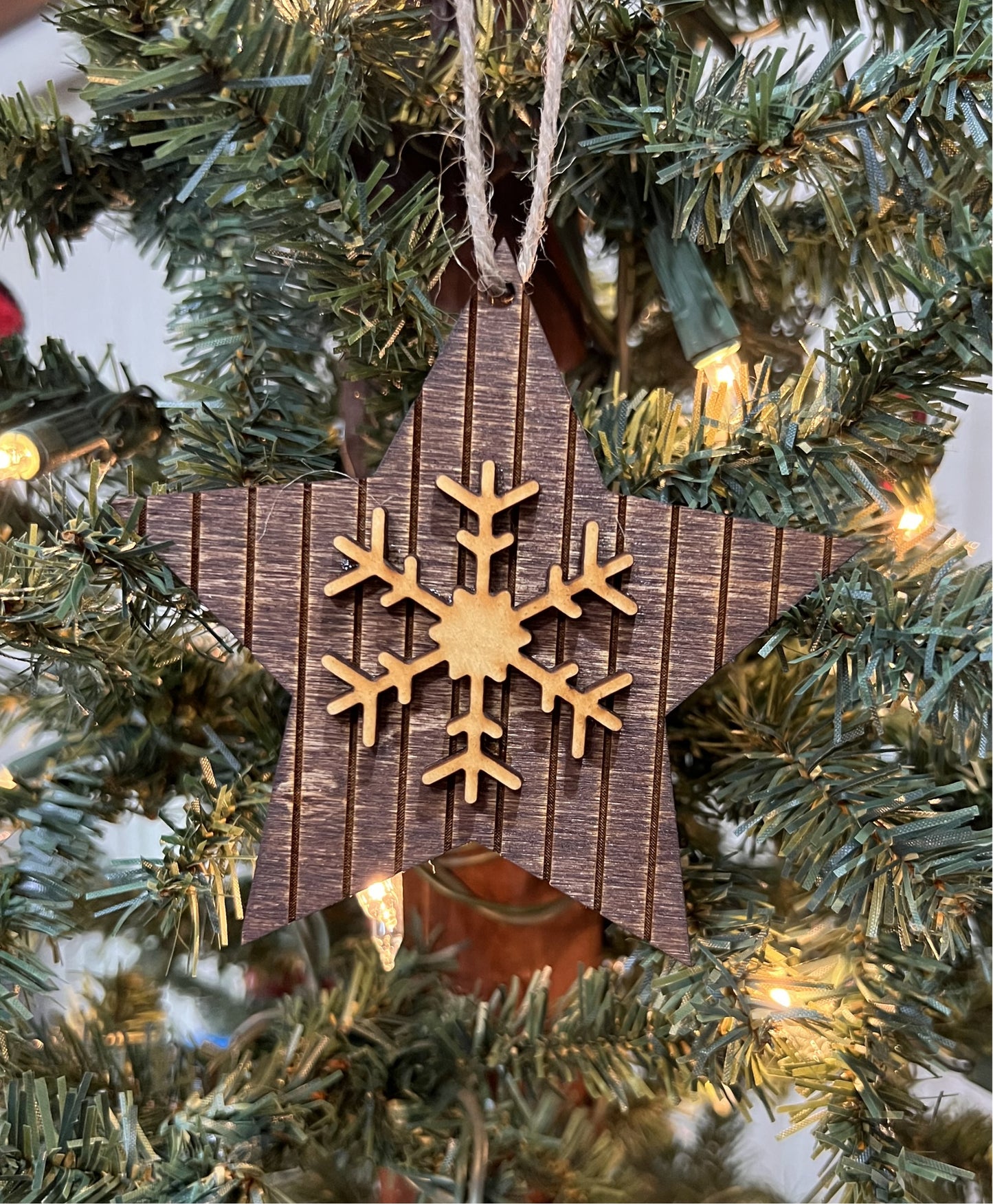 Shiplap Star & Snowflake Christmas Ornament