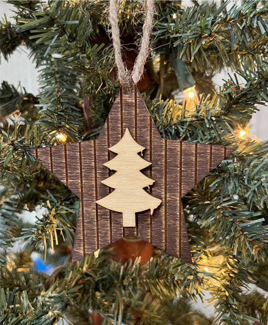 Shiplap Star & Tree Christmas Ornament