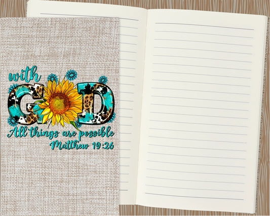 With God All Things Are Possible Burlap Journal